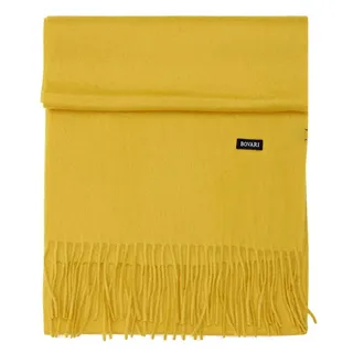 Bovari Kaschmirschal Kaschmir Schal Herren – 100% Kaschmir / Cashmere – Premium Qualität, 180 x 31 cm gelb