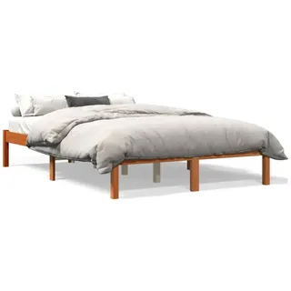 vidaXL Massivholzbett 140 x 200 cm Wachsbraun