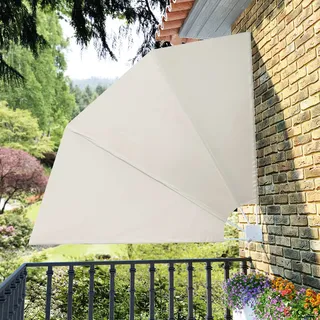 Festnight Faltbarer Balkonfächer Balkon Seitensichtschutz Ohne Bohren Sonnenschutz Balkon Balkon Sichtschutz Sonnenschutz Terrasse Sichtschutz Klappbar Creme 210 x 210 cm