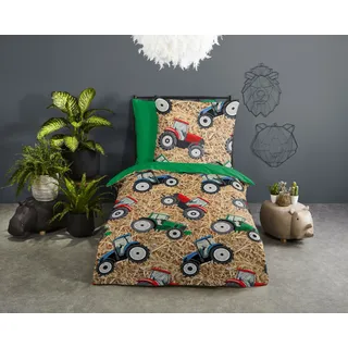 Muller Textil Cas Traktor Mehrfarbig 135 x 200 cm + 2 x 80 x 80 cm