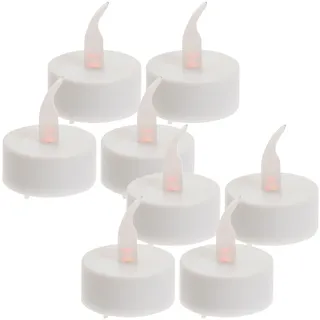 LED-Teelichter 8er-Set - Flackernde orange Flamme & 6h-Timer - Romantisches Ambiente, sicher, umweltfreundlich, batteriebetrieben Ø 38mm