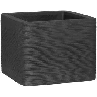 Geli Pflanzkübel Pflanztopf Würfel mit Rillenstruktur Kunststoff 40 cm hoch anthrazit schwarz