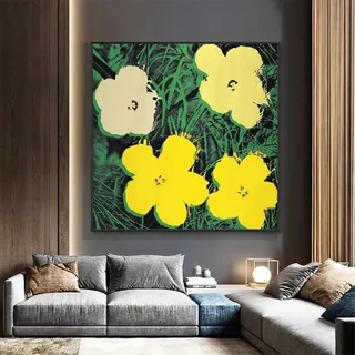JACBON Moderne bunte Blumen, Andy Warhol-Blumen, Pop-Art-Poster, Leinwandgemälde, Wohnzimmer- und Heimdekoration, Wanddruck, Geschenke, 50 x 50 cm, rahmenlos