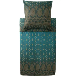 BASSETTI Gold Decor Paisley Baumwollsatin Smaragdgrün 135 x 200 cm + 80 x 80 cm