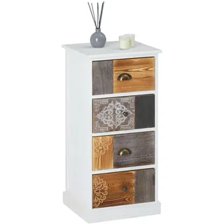 CARO-Möbel Kommode 40 x 84 x 37 cm Weiß / Mehrfarbig