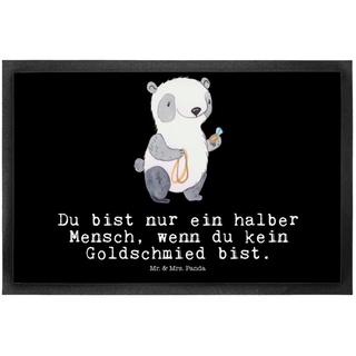 Fußmatte »Goldschmied mit Herz - Schwarz - Geschenk, Schmuckgeschäft, shopping, Schmutzfangmatte, Firma, Matte, Schenken, Haustürmatte, Eröffnung, Goldschmuck«, Mr. & Mrs. Panda, Höhe: 0.5 mm schwarz Ø 0 cm x 80 cm x 60 cm x 0.5 mm
