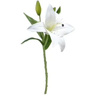 Yokawe Künstliche Lilie, lebensechte Blumen, Zweig mit Stiel, grüne Blätter, Zuhause, Hochzeit, Party, Kunstblumenarrangement, Innen- und Außenbereich, Gartendekoration, Weiß
