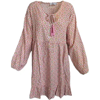 Zwillingsherz Kleid Sommerkleid Damen leicht und luftig Strandkleid Damen Sommer, Tunikakleid Damen, Hemdblusenkleid, Blusenkleid Tunika Kleid Ibiza Style Größe S/M - S-M