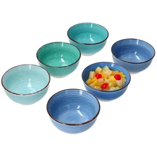 MamboCat Müslischale Blue 6er Set Snack- & Dip-Schälchen Ø12cm 200ml blaue Dessert-Schale, Steingut bunt