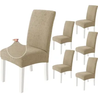 YSTYLE Sitzbezüge für Esszimmerstühle, Stuhlhussen für Esszimmer, 6 Stück, BW, Khaki