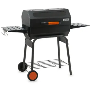 BBQ-Toro Holzkohlegrill mit Thermometer und Sichtfenster, Schwarz, 122 x 60 x 96 cm, BBQ Holzkohle Grillwagen - Schwarz