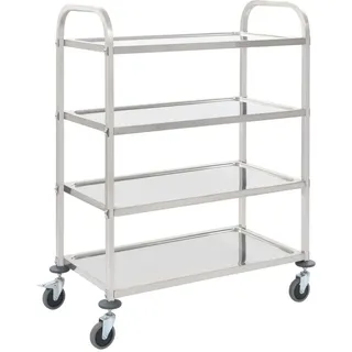 deluke Servierwagen KENNI für Küche 4-Etagen 107x55x125cm Edelstahl Küchenwagen mit Rollen Etagenwagen für Hotel Restaurant