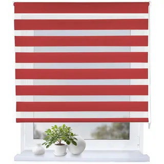 Rollmayer Doppelrollo mit Bohren Schraubmontage Rot B140 x H150cm | Fensterrollo Duo Rollo Sonnenschutzrollo Zebrarollo Seitenzugrollo fur Fenster und Tur