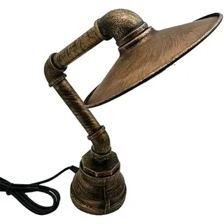DC VOLTAGE Vintage-Stil Schreibtischlampe Kreative Wasserrohr-Tischlampen, Industrielle Steampunk-Retro-Basis E27-Halterung Passende Beleuchtungsvorrichtung (Brushed Copper + Shade)