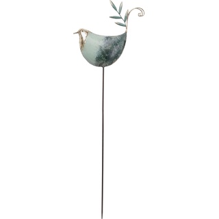 TrendLine Gartenstecker Vogel Metall 111 x 39 cm blau gold
