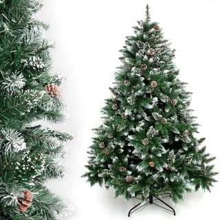 Yorbay 120cm Künstlicher Weihnachtsbaum mit Tannenzapfen: 390 Spitzen | Tannenbaum mit Schnee-Effekt und Stabilem Ständer - Wiederverwendbar für Weihnachtsdekoration - für Zuhause Büro Geschäft