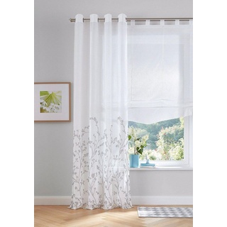 Gardine Yalinga, my home, Ösen (1 St), halbtransparent, Vorhang, Fertiggardine, transparent grau|weiß 140 cm x 145 cm