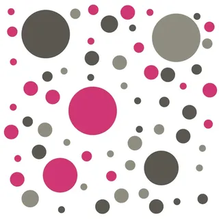 timalo® Wandtattoo selbstklebende Punkte Aufkleber bunte Kreise | 73071-Tricolore-Dgrau-grau-pink-81