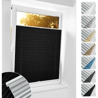 LuxusKollektion Plissee Plissee Verdunkelung Klemmfix Schwarz B110 x H120 cm Schwarz bunt