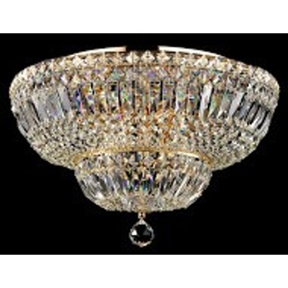 Casa Padrino Barock Kristall Decken Kronleuchter Gold 46 x H 32 cm Antik Stil - Möbel Lüster Leuchter Hängeleuchte Hängelampe