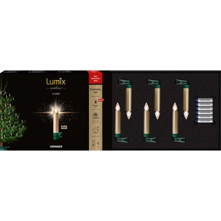 Lumix® kabellose LED Christbaumkerzen Weihnachtsbaumkerzen 6er Erweiterungs-Set SuperLight Flame Metallic Mini Gold 9cm warmweiß 77153