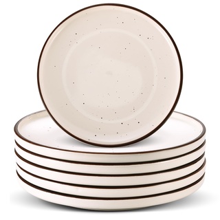 Dessertteller Kuchenteller Salatteller Frühstücksteller Porzellan - Essteller Keramik - Servier Teller Set Modern - Tellerset 6 Personen für Dessert | Salat | Frühstück | Kuchen | Antipasti - 20 cm