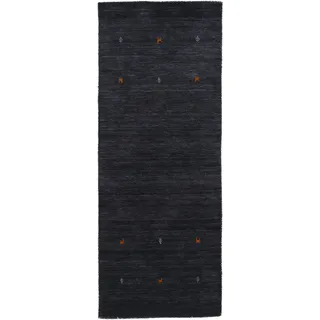Wollteppich CARPETFINE "Gabbeh Uni, auch als Läufer und Rund erhältlich", schwarz, B:80cm H:15mm L:600cm, Wolle, Teppiche, reine Wolle, handgewebt, Gabbeh Loom Tiermotiv, große Farbauswahl