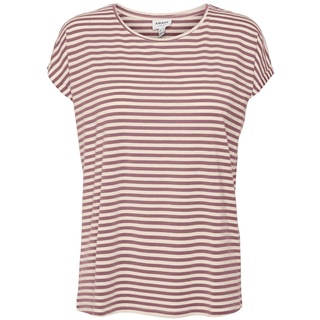 Vero Moda Damen T-Shirt VMAVA PLAIN STRIPE Regular Fit Nostalgia Rosa Weiß 10284469 S