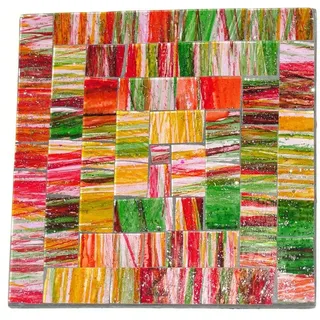 Glasmosaik Untersetzer Glasuntersetzer Getränkeuntersetzer Tassenuntersetzer bunt und farbenfroh viereckig 10x10cm 4-er Set rot-gelb-grün gestreift