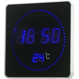 Lunartec Funkuhr Digital: Flache LED-Funk-Tisch- & Wanduhr, Temperatur-Anzeige, Blaue LEDs (Funkuhr Wanduhr, Digitale mit Beleuchtung, blau)