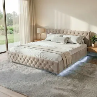 Juskys Nizza 180 x 200 cm mit Matratze beige