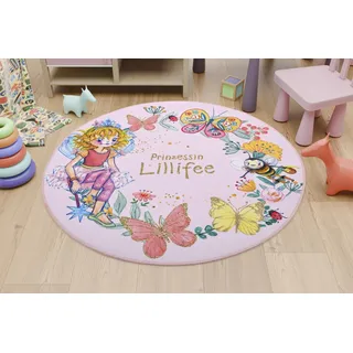 Prinzessin Lillifee Kinderteppich rosa Blumen rund 100cm