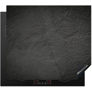 KitchenYeah© Herdabdeckplatte Einteilig Küche Herdabdeckung Induktionsfeld Ceranfeld Herdabdeckplatten Vinyl Matte Aufrollbar Beton - Schwarz - Grau - Massiv - Industrial - 59x52 cm