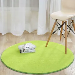 Reyox Flauschiger Kurzflor Uni Teppich Rund, Anti-Rutsch Waschbar Bodenmatte für Wohnzimmer Schlafzimmer Esszimmer Kinderzimmer Hellgrün 180 cm