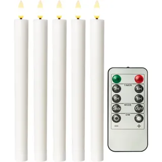 goobay LED-Echtwachs-Stabkerzen 5 St. weiß