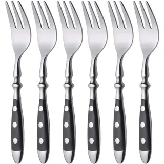 GRÄWE Kuchengabeln 6er Set - Dessertgabeln aus geschmiedetem Edelstahl, rostfrei, nickelfrei, schwarzer Griff, Serie "NÜRNBERG"