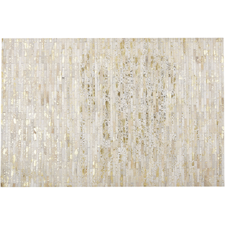 Teppich Kuhfell beige / gold 140 x 200 cm Patchwork Kurzflor TOKUL
