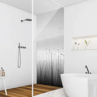 Duschrückwand Natur selbstklebend - 0.35 mm Wandpaneel wasserfest Design schwarz weiss Maritim Badrückwand fugenlos Smart matt 80x190 cm