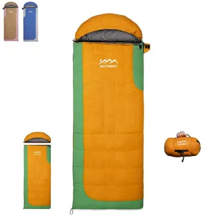 HLITMOUT Daunen Deckenschlafsack, Leichter Kleiner Kompakt Schlafsack für 3~4 Jahreszeiten Camping, Wandern und Trekking (Orange, 500g Daunenfüllung)