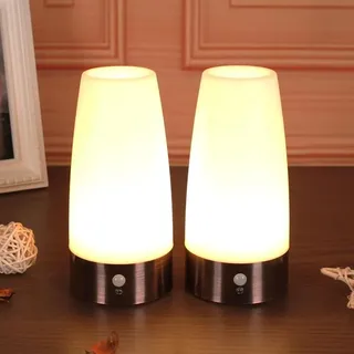Set Aus 2 Kabellosen Led-nachttischlampen Mit Pir-bewegungsmelder, 3 Beleuchtungsmodi, Batteriebetrieben (batterie Nicht Im Lieferumfang Enthalten), Bewegungsempfindliches Licht.