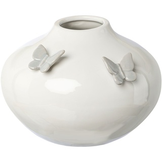 Vase Mit Schmetterlingen Aus Keramik (Farbe: Weiß)