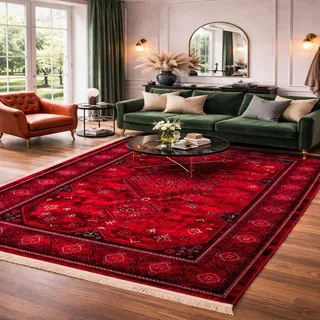 Teppich ROYAL Dunkelrot im Vintage-Orient Stil“– Hochwertig & Pflegeleicht – Weich & Strapazierfähig Wohnzimmer, läufer - Dunkelrot