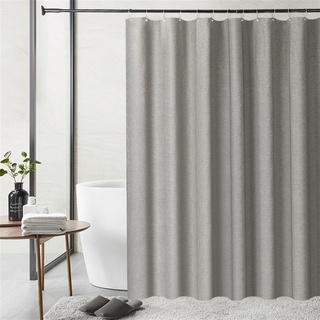 SK Studio Extra Breit Duschvorhang Badvorhang Textil aus Leinen Wasserdicht und Trocknet Schnell, Waschbar Hochwertig Stoff Duschvorhang Badewanne Grau, 240x200cm