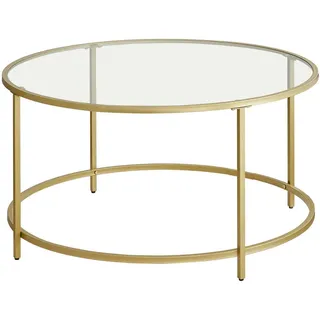 VASAGLE Runder Couchtisch Gold Glas 84 x 84 x 45,5 cm
