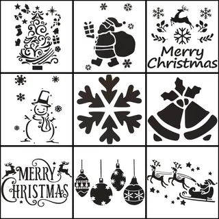 10er Set 42cm Schneespray Fenster Schablonen Weihnachten Fenster Schneespray