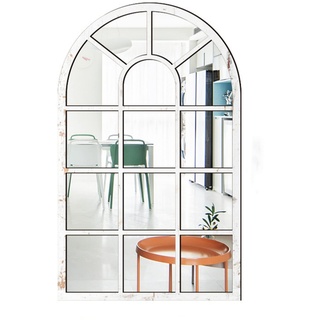 CULASIGN Wandspiegel mit Fensteroptik, 27x42cm, Vintage Bogen Spiegel Fensterspiegel Dekospiegel Dekorativer Hängespiegel für Flur, Schlafzimmer, Wohnzimmer (Weiß,MZ420)