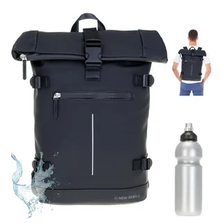 Rucksack Herren Freizeitrucksack Roll-Top New Rebels WIlliam 51130600 Schwarz +f