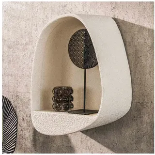 alesvelt Wandregal STONE DROP Organisches Wand-Nischenregal aus Marmor-Komposit, 34x21x46cm, Tropfenform weiß