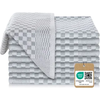 Vaily Premium Geschirrtücher 10er Pack - Trockentücher aus 100% Baumwolle super Saugstark- - 70 x 45 cm Grau - Grau