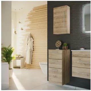 Magnolia Home Hängeschrank Badschrank-Set - Midischrank 75cm und Hängeschrank 62cm eiche hell beige